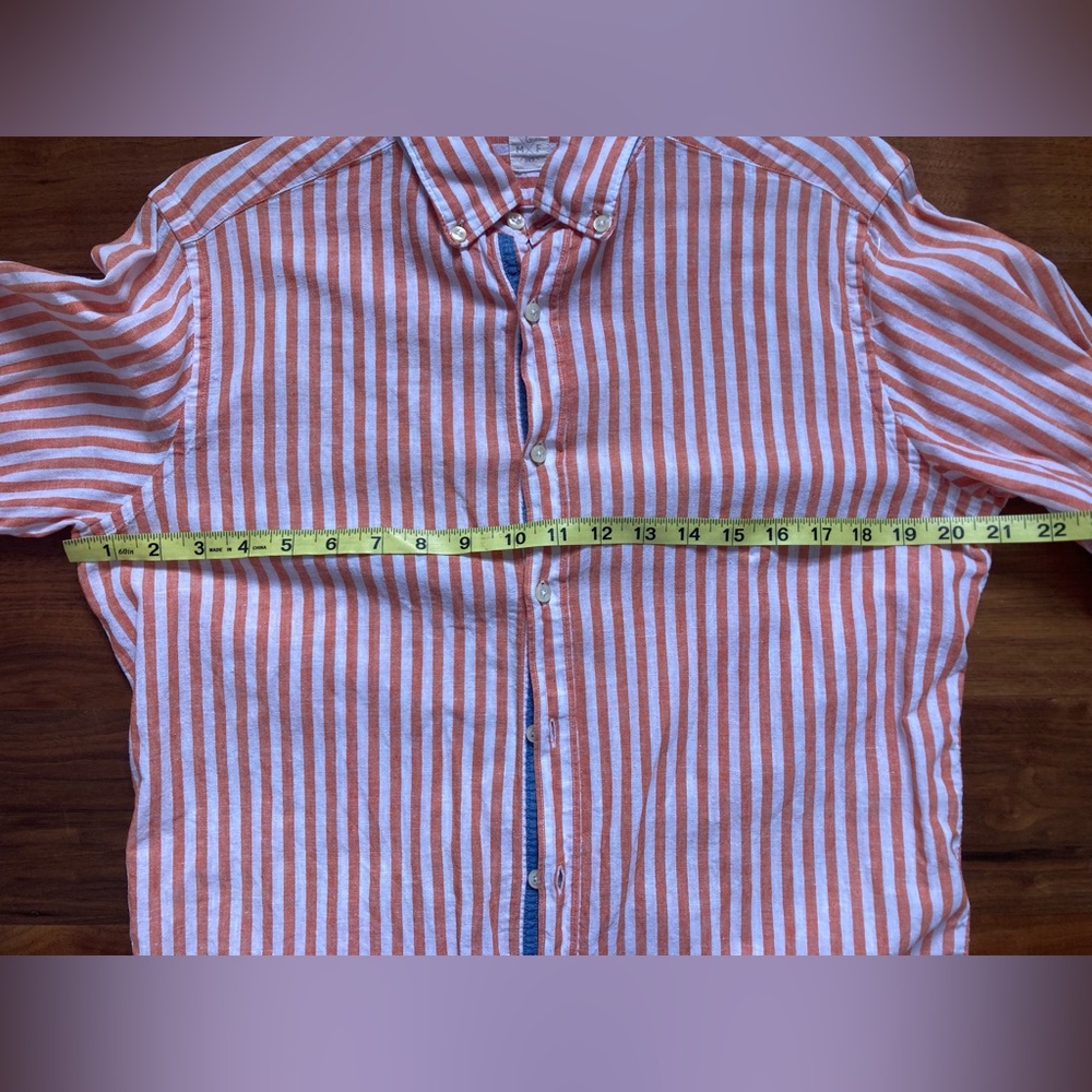 Preppy Orange Striped Cotton Button Down - Picture 7 of 8